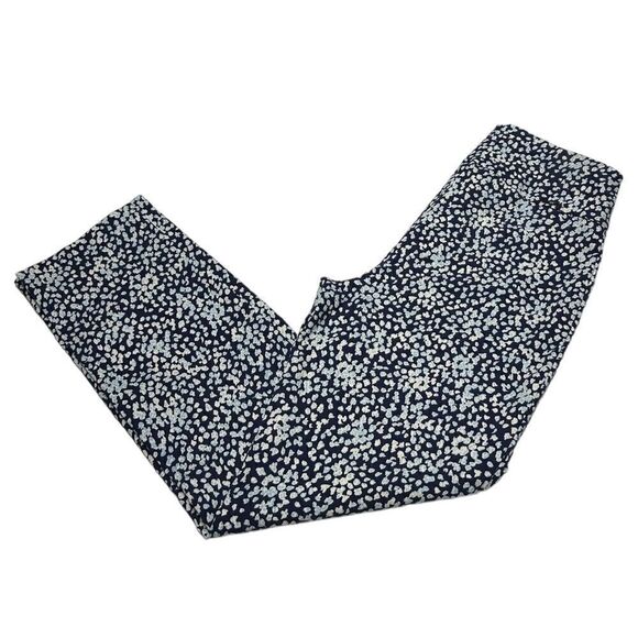 NWT Up! Tummy Control Blue Floral Straight Leg Ankle Pants Flowers Cropped - Picture 6 of 12